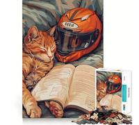 Rompecabezas para Adultos de 1000 Piezas con diseño de Gatos,Libros y Bicicletas Juego de Ajuste preciso Juguete Inteligente para el Cerebro Tiempo Libre Regalo de cumpleaños para la Mente (38x26cm)
