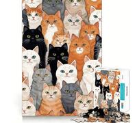 Rompecabezas para Adultos de 1000 Piezas con diseño de Gatos,patrón de garabatos y Multitud,Corte Fino,Actividad para la Mente,Tiempo de Paz,Juego y decoración navideña (38x52cm)