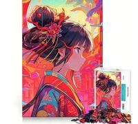 Rompecabezas para Adultos de 1000 Piezas con diseño de Geisha,Estilo Anime,Corte preciso,Divertido Juego Mental,Regalo para Relajarse y divertirse,decoración navideña para la Pared (38x52cm)