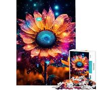 Rompecabezas para Adultos de 1000 Piezas con diseño de Girasol neón cósmico Brillante Juego práctico para la diversión Familiar cumpleaños y Navidad (tamaño 38x26cm)