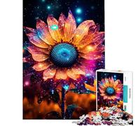 Rompecabezas para Adultos de 1000 Piezas con diseño de Girasol neón y Brillo cósmico Juego práctico Decorar cumpleaños y Navidad (tamaño 38x52cm)