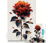Rompecabezas para Adultos de 1000 Piezas con diseño de Girasol Rojo Brillante,Bordes Finos,Ideal para Juegos cognitivos,relajación y decoración navideña para la Pared (38x52cm)