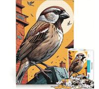 Rompecabezas para Adultos de 1000 Piezas con diseño de gorrión Juguetes antiestrés difíciles y desafiantes Juego con un Hermoso diseño 50x75cm