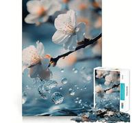 Rompecabezas para Adultos de 1000 Piezas con diseño de Gotas de Agua y Flores de Cerezo Juguete Inteligente para el Cerebro Ideal para divertirse en Momentos de Ocio (38x52cm)