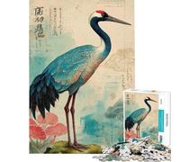 Rompecabezas para Adultos de 1000 Piezas con diseño de grulla Japonesa y caligrafía Rompecabezas para Adultos Juguete Decorativo para Pared Ideal para armar e interactuar Entre (50x75cm)