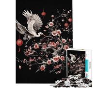 Rompecabezas para Adultos de 1000 Piezas con diseño de grulla y Flor de Cerezo Estilo Japón Juguetes para armar Una Obra de Arte Un Juego desafiante para Toda la Familia (38x26cm)