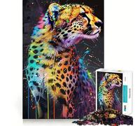Rompecabezas para Adultos de 1000 Piezas con diseño de Guepardo,Pintura Pop Art,Corte Fino,Actividad para la Mente,Juego Relajante,decoración navideña (38x52cm)