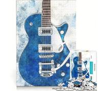 Rompecabezas para Adultos de 1000 Piezas con diseño de Guitarra Gretsch Azul, Juguete Educativo, antiestrés, colección de Artistas, Bellas Artes 38x26cm