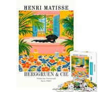 Rompecabezas para Adultos de 1000 Piezas con diseño de Henri Matisse Baño de Perro Lámina artística Ayuda a ejercitar el Cerebro Actividades Familiares Juego Educativo para Mayores de 14 años 38x52cm