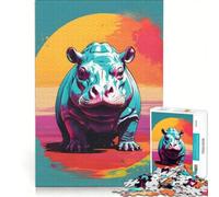 Rompecabezas para Adultos de 1000 Piezas con diseño de hipopótamo Estilo Pop Art Ideal para armar o para Carreras de Velocidad con Piezas de Formas aleatorias Que encajan Perfectamente 50x75cm
