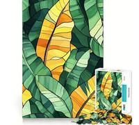 Rompecabezas para Adultos de 1000 Piezas con diseño de Hojas Tropicales, Bordes definidos, Ideal para estimular la Mente, Jugar en Silencio o como Regalo de cumpleaños (38x26cm)