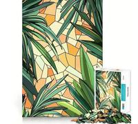Rompecabezas para Adultos de 1000 Piezas con diseño de Hojas Tropicales en vidrieras, uniones Suaves, Divertido Juego para concentrarse, Juego Casual, Regalo de cumpleaños (38x52cm)
