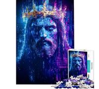 Rompecabezas para Adultos de 1000 Piezas con diseño de Jesús con Corona Ideal para Adultos Juguete antiestrés de dificultad Alta Que Ayuda a ejercitar el Cerebro (tamaño 38x52cm)