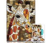 Rompecabezas para Adultos de 1000 Piezas con diseño de Jirafa de vitrales Diseño Vibrante y único Una Experiencia Relajante y desafiante (tamaño 75x50cm)