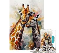 Rompecabezas para Adultos de 1000 Piezas con diseño de Jirafa romántica Rompecabezas para Adolescentes Juegos relajantes Divertidos y Originales Regalos de cumpleaños únicos (tamaño 38x52cm)