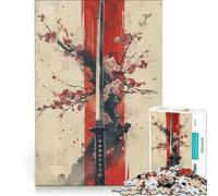 Rompecabezas para Adultos de 1000 Piezas con diseño de la Katana Japonesa Sakura, Juguetes antiestrés, un Reto difícil, un Gran Regalo para los Amantes de los Videojuegos 50x75cm