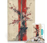 Rompecabezas para Adultos de 1000 Piezas con diseño de la Katana Japonesa Sakura, Juguetes antiestrés, un Reto difícil, un Gran Regalo para los Amantes de los Videojuegos 38x52cm