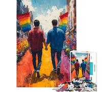 Rompecabezas para Adultos de 1000 Piezas con diseño de la Marcha del Orgullo Juegos relajantes para Adultos Ideales para aliviar el estrés Toda la Familia (tamaño 50x75cm)