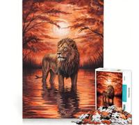 Rompecabezas para Adultos de 1000 Piezas con diseño de león pintando un Amanecer Juegos Familiares Actividades Divertidas en casa Regalo de cumpleaños obsequios 50x75cm