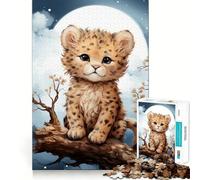 Rompecabezas para Adultos de 1000 Piezas con diseño de Leopardo bebé,articulaciones Suaves,Divertido Juego cognitivo,Ideal para Jugar en Cualquier Momento, cumpleaños (50x75cm)