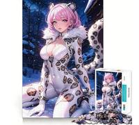 Rompecabezas para Adultos de 1000 Piezas con diseño de Leopardo de Las Nieves Blanco Juego de lógica con Cortes de precisión y Bordes Lisos reuniones Familiares (50x75cm)