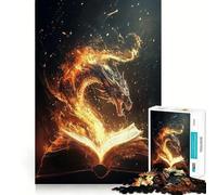 Rompecabezas para Adultos de 1000 Piezas con diseño de Libro y dragón,Ideal para Leer,con Bordes limpios,Juguete de construcción Que fomenta la concentración y Permite Jugar despacio