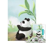 Rompecabezas para Adultos de 1000 Piezas con diseño de Lindo Panda y Hojas Juegos educativos Juguetes Juegos educativos Regalos de Amigo Invisible Análisis y lógica (Tamaño 38x52cm)
