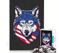 Rompecabezas para adultos de 1000 piezas con diseño de lobo y bandera estadounidense ideal para jugar en familia desarrollar el pensamiento lógico y de análisis y regalar a amigos y familiares 38x26cm