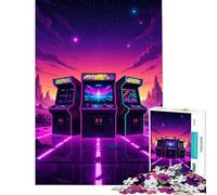 Rompecabezas para Adultos de 1000 Piezas con diseño de máquinas recreativas Retro en un Paisaje neón Juego de ingenio Juguetes adictivos para Cultivar la Paciencia Ideas