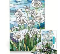 Rompecabezas para Adultos de 1000 Piezas con diseño de Margaritas de vitral, Piezas de Ajuste preciso, Juego de lógica, diversión acogedora, Regalo de cumpleaños (38x52cm)