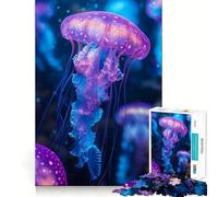 Rompecabezas para Adultos de 1000 Piezas con diseño de Medusas bioluminiscentes,Corte preciso,Juguete Inteligente para el Cerebro,Juego para Relajarse,decoración navideña,Regalo (38x26cm)