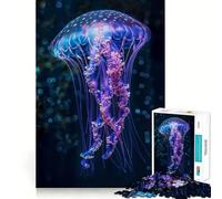 Rompecabezas para Adultos de 1000 Piezas con diseño de Medusas moradas y Azules,Arte de Bordes de Primera Calidad,Juguete para desarrollar la Capacidad cognitiva,Juego Casual,diversión de cumpleaños