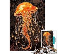 Rompecabezas para Adultos de 1000 Piezas con diseño de Medusas Naranjas Rompecabezas para Adolescentes Ideal para Pasar el Tiempo en casa Durante Las Vacaciones Un Juego de desafío único 50x75cm