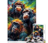 Rompecabezas para Adultos de 1000 Piezas con diseño de Monos Juego práctico para Toda la Familia Juguetes de decoración para el hogar Entrena tu Cerebro y Tus Manos (75x50cm)