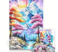 Rompecabezas para Adultos de 1000 Piezas con diseño de montañas ríos y árboles Ideal para armar en Familia con Piezas de Formas aleatorias Que encajan Perfectamente 50x75cm