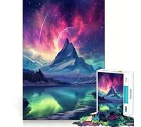 Rompecabezas para Adultos de 1000 Piezas con diseño de montañas y Auroras boreales Arte de Corte preciso Actividad Mental Divertida y Relajante Juego navideño para el hogar (38x26cm)