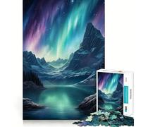 Rompecabezas para Adultos de 1000 Piezas con diseño de montañas y Auroras boreales Arte de Corte Suave Juguete para Entrenar la Mente Diversión para el Tiempo Libre Regalo de cumpleaños (50x75cm)