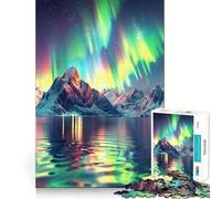 Rompecabezas para Adultos de 1000 Piezas con diseño de montañas y Auroras boreales,Bordes impecables,Juguete Divertido para ejercitar la Mente,Escena navideña acogedora y entretenida (50x75cm)