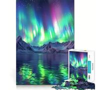 Rompecabezas para Adultos de 1000 Piezas con diseño de montañas y Auroras boreales Diseño artístico de Ajuste Juego Inteligente Regalo Ideal para Jugar despacio Arte 50x75cm