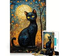 Rompecabezas para Adultos de 1000 Piezas con diseño de Mosaico de Gato Negro,Encaje Perfecto,Regalo para Jugar a concentrarse,para Relajarse o como Regalo de cumpleaños 50x75cm