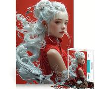 Rompecabezas para adultos de 1000 piezas con diseño de mujer asiática joven y dragón Diseño que desarrolla la memoria Ajuste estable,sin piezas que se muevan Compacto y divertido para jugar en familia