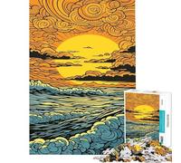 Rompecabezas para adultos de 1000 piezas con diseño de olas oceánicas al atardecer Rompecabezas para adolescentes Juegos relajantes para pasar el tiempo en casa Juego desafiante Regalo ideal (38x26cm)