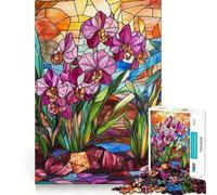 Rompecabezas para Adultos de 1000 Piezas con diseño de orquídea de vidriera de Corte preciso Juguete para desarrollar la Agilidad Mental Ideal para Relajarse y Disfrutar de la decoración de Pared