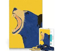 Rompecabezas para Adultos de 1000 Piezas con diseño de Oso Azul rugiendo,Juego de Bordes limpios,Juguete de construcción Que fomenta la concentración,diversión para Jugar despacio,Regalo de Ocio