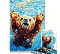 Rompecabezas para Adultos de 1000 Piezas con diseño de Oso bajo el Agua y Burbujas Juego de Bordes Juego cognitivo Regalo Ideal para Jugar sin Hacer Nada Juego de cumpleaños Actividad
