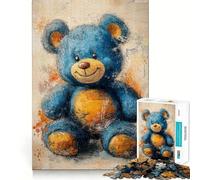 Rompecabezas para Adultos de 1000 Piezas con diseño de Oso de Peluche Azul,Arte de Corte Fino,desafío Inteligente y Divertido,Juego para Momentos de Tranquilidad,Regalo de cumpleaños para Aficionados
