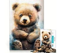 Rompecabezas para Adultos de 1000 Piezas con diseño de Oso,Ideal para Dibujar al Agua Juego de lógica de Ajuste preciso Juego fácil Decoración navideña para Pared (50x75cm)