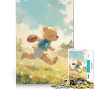 Rompecabezas para Adultos de 1000 Piezas con diseño de Oso y fútbol Americano Arte de Corte preciso Juguete Inteligente para el Cerebro Juego para Relajarse Regalo de decoración navideña (38x52cm)