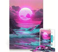 Rompecabezas para Adultos de 1000 Piezas con diseño de Paisaje Marino al Atardecer neón Un desafío Mental para armar con un patrón Relajante Regalo Ideal para Pedir un Deseo a Santa Claus (50x75cm)