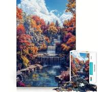 Rompecabezas para Adultos de 1000 Piezas con diseño de Paisaje otoñal con Cascada,Ajuste preciso,Juego de lógica,Juguete Divertido y fácil de Jugar, (38x26cm)